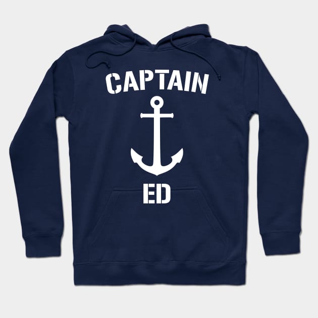 Nautical Captain Ed Personalized Boat Anchor Hoodie by Rewstudio